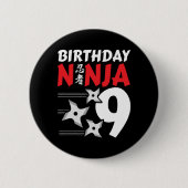 9 Jaar Oud Ninja Party Sterren Kinder 9e Verjaarda Ronde Button 5,7 Cm (Voorkant)