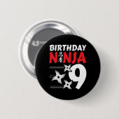 9 Jaar Oud Ninja Party Sterren Kinder 9e Verjaarda Ronde Button 5,7 Cm (Voorkant /achterkant)