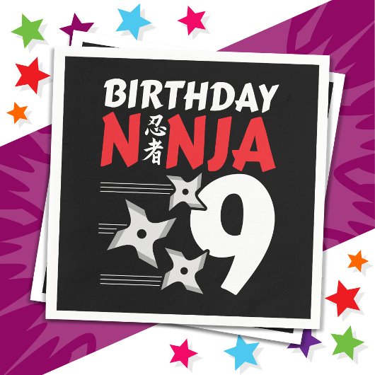 9 Jaar Oud Ninja Party Sterren Kinder 9e Verjaarda Servet