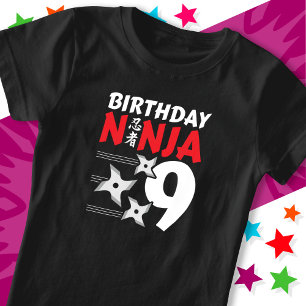 9 Jaar Oud Ninja Party Sterren Kinder 9e Verjaarda T-shirt
