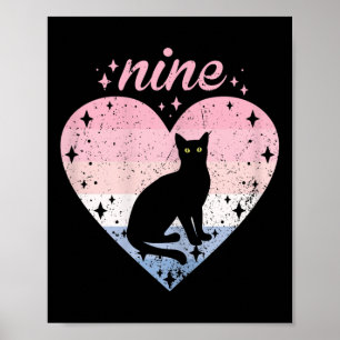 9 Jaar Oud Schattig Kat Verjaardagsmeisje 9e Verja Poster