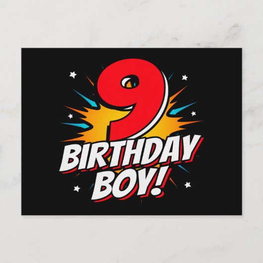 9 Jaar Oud Superheld Verjaardag Jongen 9e Verjaard Briefkaart (Voorkant)