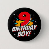 9 Jaar Oud Superheld Verjaardag Jongen 9e Verjaard Ronde Button 5,7 Cm (Voorkant)