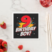 9 Jaar Oud Superheld Verjaardag Jongen 9e Verjaard Servet (Insitu)