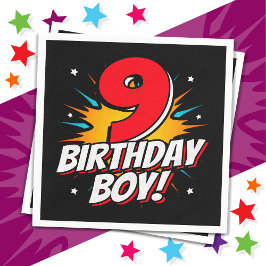 9 Jaar Oud Superheld Verjaardag Jongen 9e Verjaard Servet