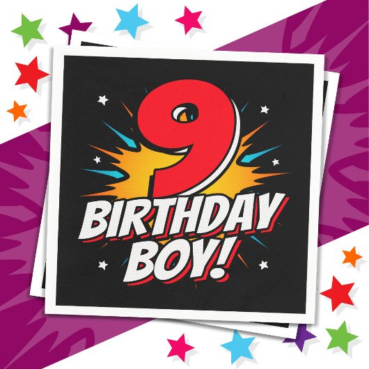 9 Jaar Oud Superheld Verjaardag Jongen 9e Verjaard Servet