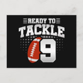 9 Jaar Oud Tackle Voetbal Feestje Kinderen 9e Verj Briefkaart (Voorkant)