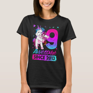 9 jaar oud Unicorn Floss9th Birthday Girl Uni T-shirt