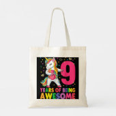 9 jaar oud Unicorn Floss9th Birthday Girl Uni Tote Bag (Achterkant)