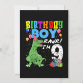 9 Jaar Oud Verjaardag Jongen T Rex Dinosaur Kaart (Voorkant)