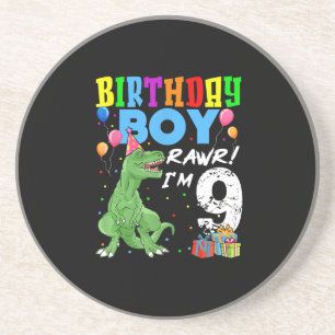 9 Jaar Oud Verjaardag Jongen T Rex Dinosaur Zandsteen Onderzetter