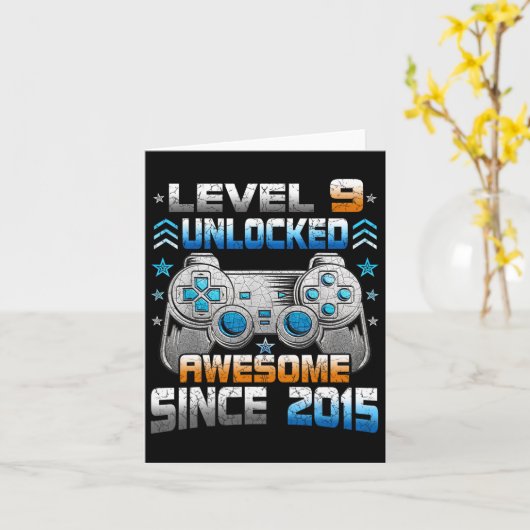 9 Jaar Oud Verjaardag Kinder Jongen Gamer 9 Jr Niv Kaart (Gele Bloem)