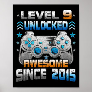 9 Jaar Oud Verjaardag Kinder Jongen Gamer 9 Jr Niv Poster