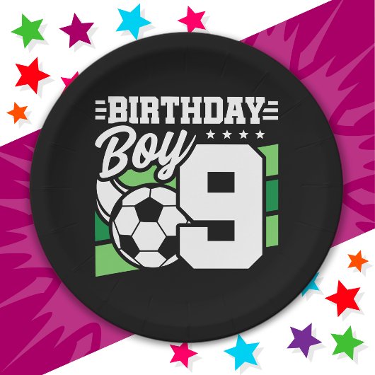 9 Jaar Oud Voetbal Football Party 9e Verjaardags J Papieren Bordje
