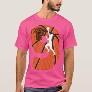 9 jaar oude 9e verjaardag feest basketbal thema jo t-shirt