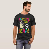 9 Jaar Oude 9e Verjaardag Llama Dabbing Geweldig S T-shirt (Voorkant volledig)