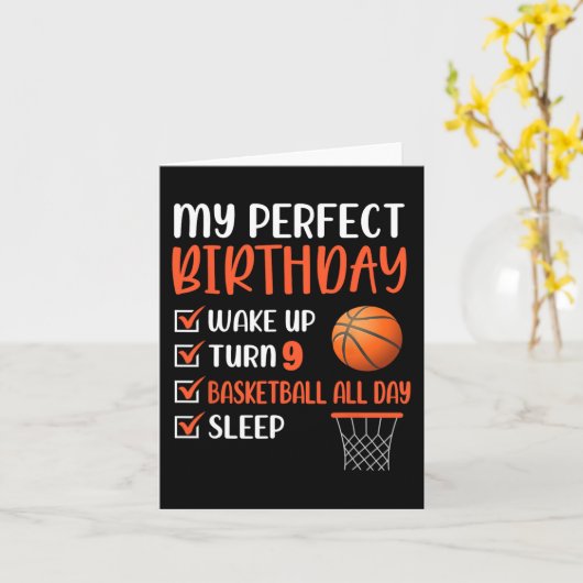 9 jaar oude Basketball Birthday Party 9th Boy Kaart (Gele Bloem)