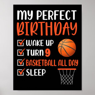 9 jaar oude Basketball Birthday Party 9th Boy Poster