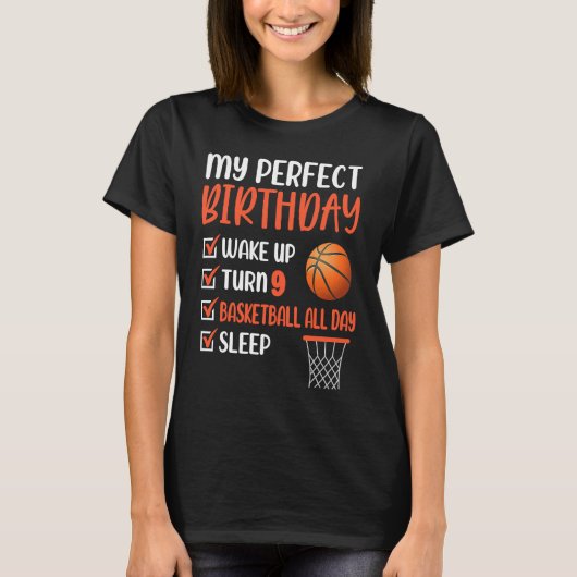 9 jaar oude Basketball Birthday Party 9th Boy T-shirt (Voorkant)