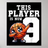 9 jaar oude Bday Theme Party Dabbing Basketbal 9t Poster (Voorkant)