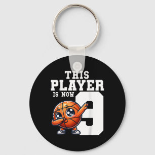 9 jaar oude Bday Theme Party Dabbing Basketbal 9t Sleutelhanger