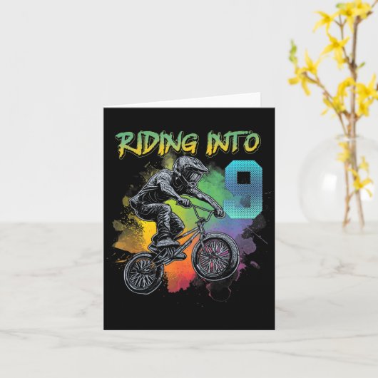 9 jaar oude BMX Verjaardag Jongen Fiets 9e BMX Rid Kaart (Gele Bloem)