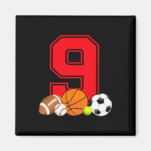 9 jaar oude Bysketbyll Footbyll Bysebyll Soccer Bi Magneet (Voorkant)