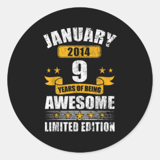 9 jaar oude cadeaubon  januari 2014 9e verjaardag ronde sticker