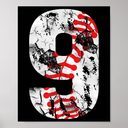 9 jaar oude cadeaus nummer 9 Baseball 9e verjaarda Poster (Voorkant)