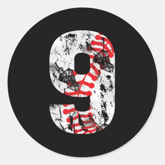 9 jaar oude cadeaus nummer 9 Baseball 9e verjaarda Ronde Sticker (Voorkant)