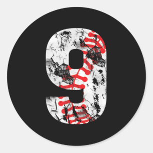 9 jaar oude cadeaus nummer 9 Baseball 9e verjaarda Ronde Sticker