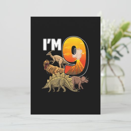 9 jaar oude cadeautjes 9e verjaardag Jongen Rawr I Kaart (Staand voorkant)