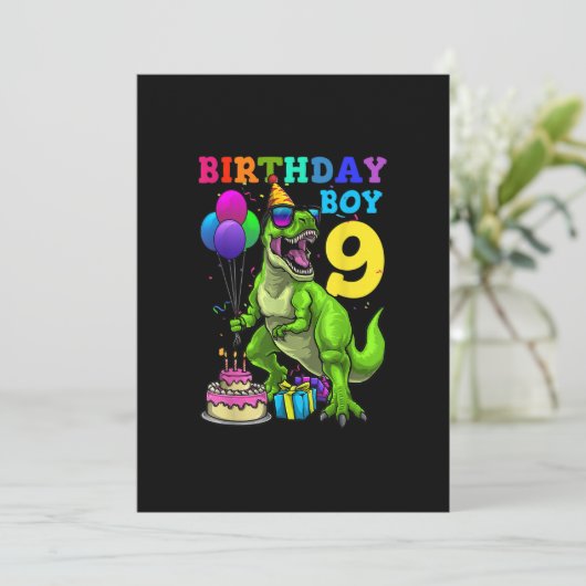 9 jaar oude cadeautjes 9e verjaardag Jongen Rawr I Kaart (Staand voorkant)