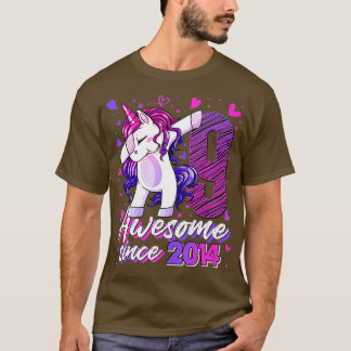 9 jaar oude Dabbing Unicorn Gifts 9th Birthday Gir T-shirt