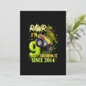 9 Jaar Oude Dinosaur Trex Monster Truck 9de Verjaa Kaart (Staand voorkant)