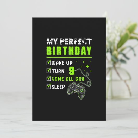 9 Jaar Oude Gamer Videogames Gaming Cadeau 9e Verj Kaart (Staand voorkant)
