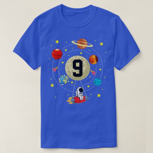9 jaar oude geboorte jongen geeft astronaut negend t-shirt (Design voorkant)