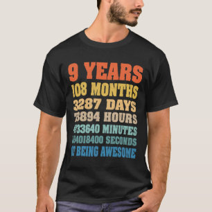 9 jaar oude geschenken 9 jaar retro t-shirt