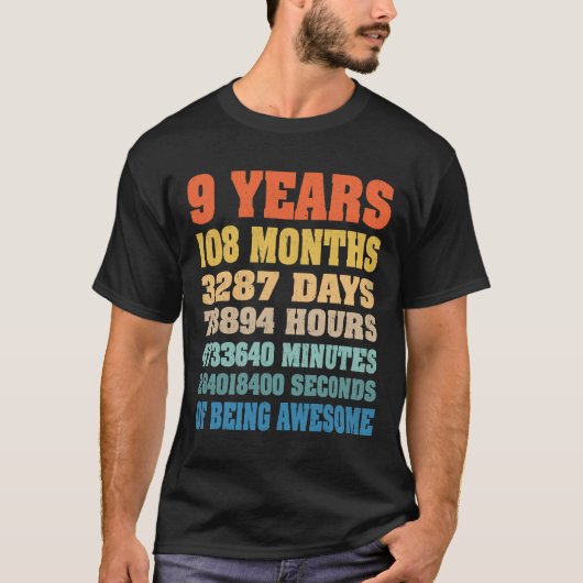 9 jaar oude geschenken 9 jaar retro t-shirt (Voorkant)