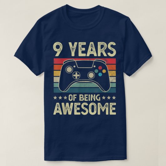 9 jaar oude Geweldige grappige videoband 9th Birth T-shirt (Design voorkant)