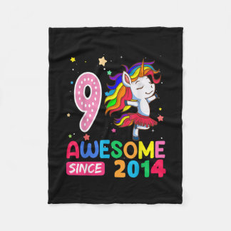 9 jaar oude Gifts Girls Tiener Funny Unicorn 9th B Fleece Deken