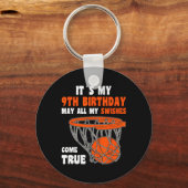 9 jaar oude Happy 9th Birthday Basketball 9th Birt Sleutelhanger (Voorkant)