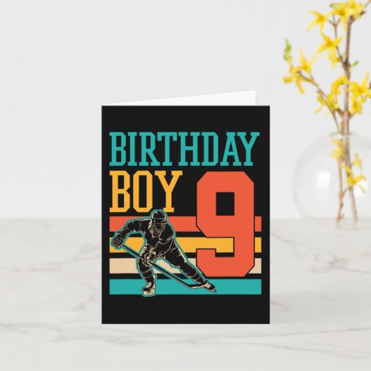 9 jaar oude ijshockey naar negende verjaardag Su Kaart (Gele Bloem)