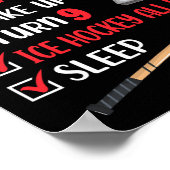 9 jaar oude ijshockey op dag 9de jongeman poster (Hoek)