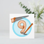 9 jaar oude Jongensbouwer Gereedschap Verjaardagso Kaart (Staand voorkant)