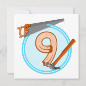 9 jaar oude Jongensbouwer Gereedschap Verjaardagso Kaart (Voorkant)