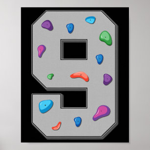 9 Jaar Oude Klimmer Verjaardag Boulderen Klimmen R Poster