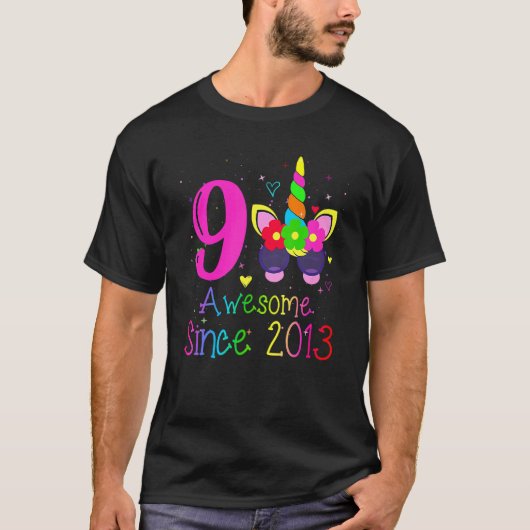 9 jaar oude meisjes Geweldige sinds 2013 9e verjaa T-shirt (Voorkant)