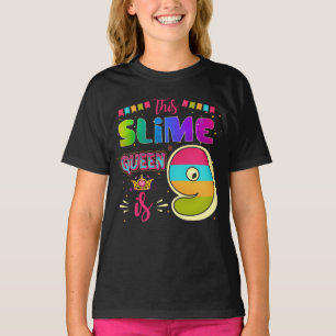 9 jaar oude negende verjaardag Slime Queen Girl Pa T-shirt