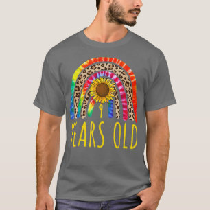 9 jaar oude negende verjaardag tijger zonnebloem t-shirt